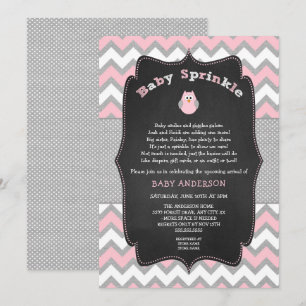 Pink Owl baby sprinkle, girl baby shower Invitation