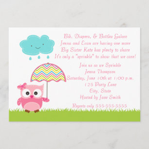 Pink Owl Baby Sprinkle Invitation