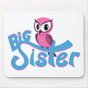 Pink Owl Big Sister Mouse Mat