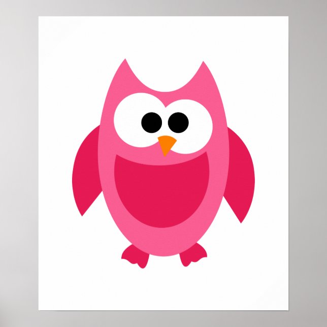 Pink Owl Bird Cute Cartoon Poster (Front)