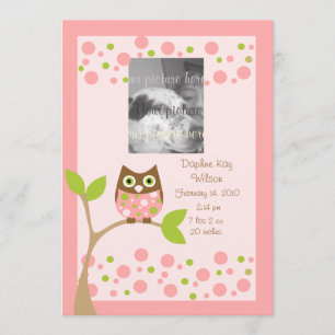 Pink Owl Birth Announcment.. Announcement