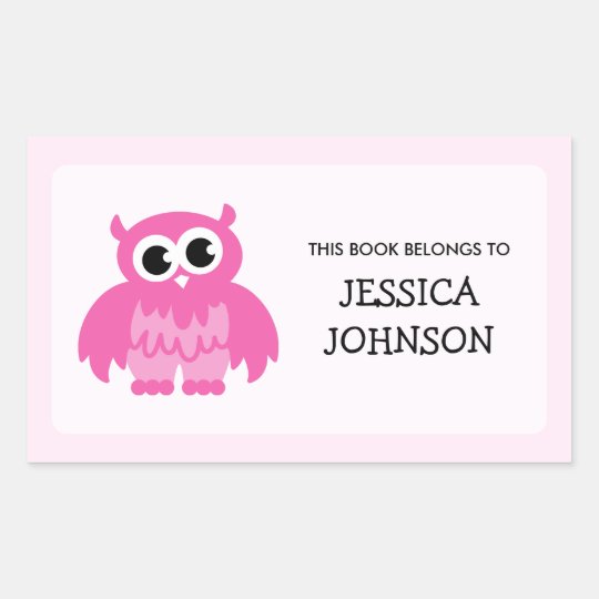 Pink Owl Book Label Stickers School Supplies Zazzle Co Uk