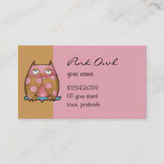 Pink Owl brown Business Card