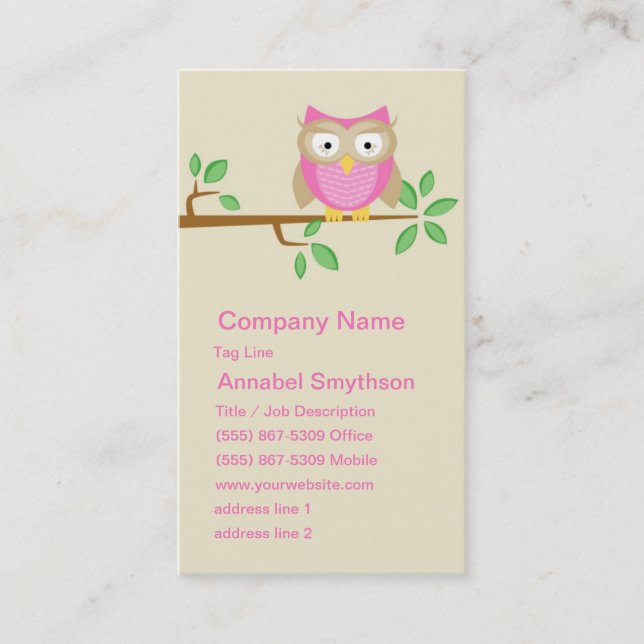 Pink Owl Business Card (Front)