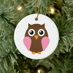 Pink Owl Ceramic Tree Decoration