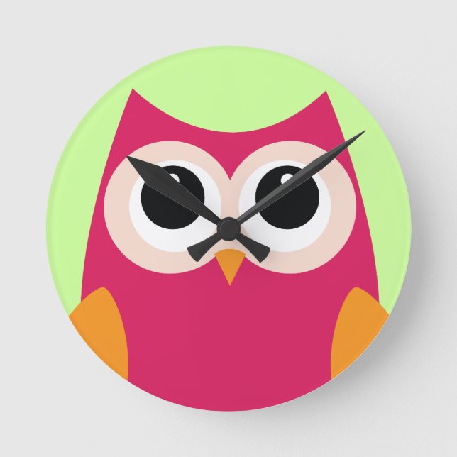 Pink Owl Clock (Front)
