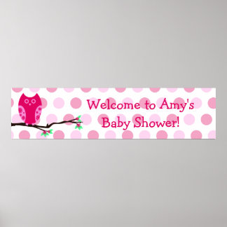 Pink Owl Custom Baby Shower Sign