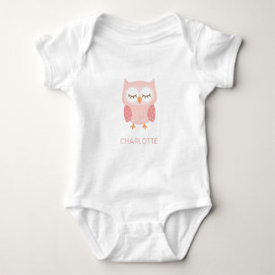'Pink Owl', cute customised keepsake Pocket  Baby Bodysuit