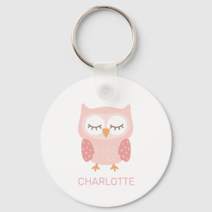 'Pink Owl', cute customised keepsake Pocket  Key Ring