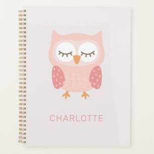 'Pink Owl', cute monogram Planner