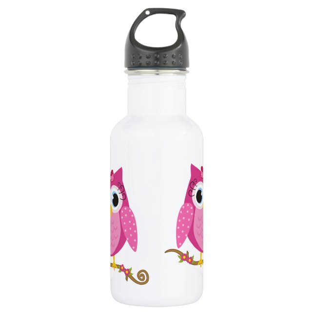 Pink Owl design 532 Ml Water Bottle (Front)