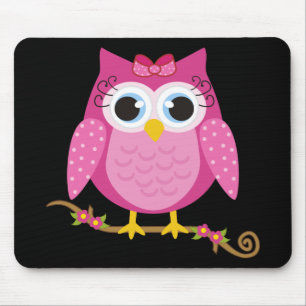 Pink Owl design Gifts Mouse Mat