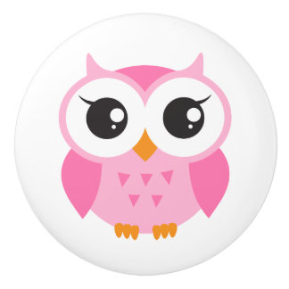 Pink owl door knob