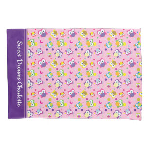 Pink Owl Girl Sweet Dreams Personalised  Pillowcase