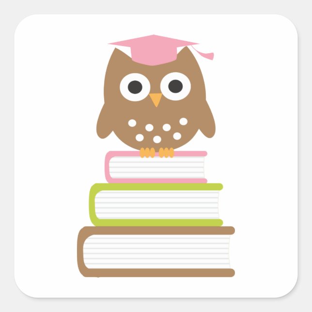 Pink Owl Graduation Envelope Seals (Front)