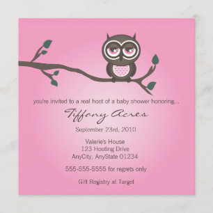 Pink Owl Invitation