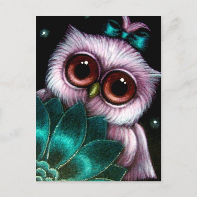 PINK OWL - IT'S A GIRL POSTCARD (Front)
