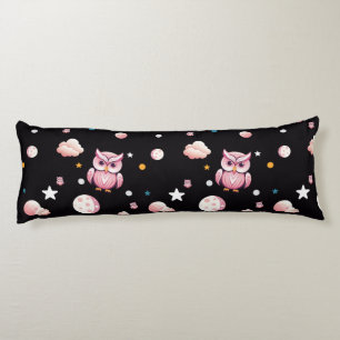 Pink Owl Moonlight Pattern Body Cushion