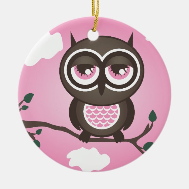 Pink Owl Ornament (Front)