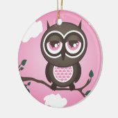 Pink Owl Ornament (Left)