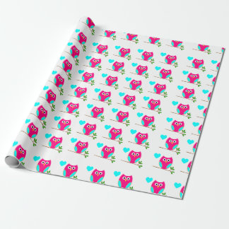 Pink Owl Pattern Wrapping Paper