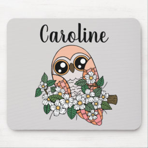 Pink Owl Personalised Standard Mouse Mat