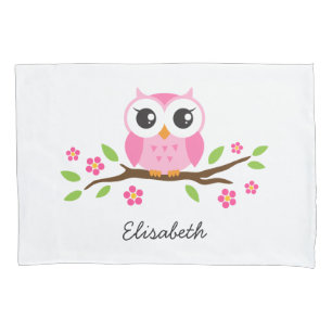 Pink owl pillowcase