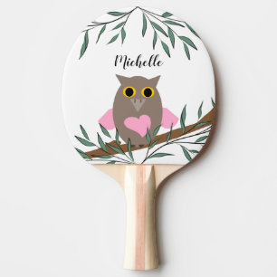 Pink Owl Ping Pong Paddle