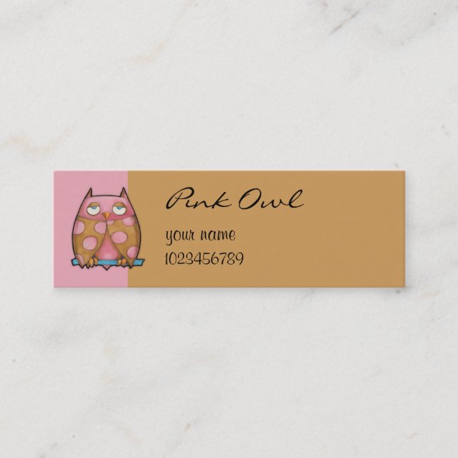 Pink Owl pink small Business Card (Front)