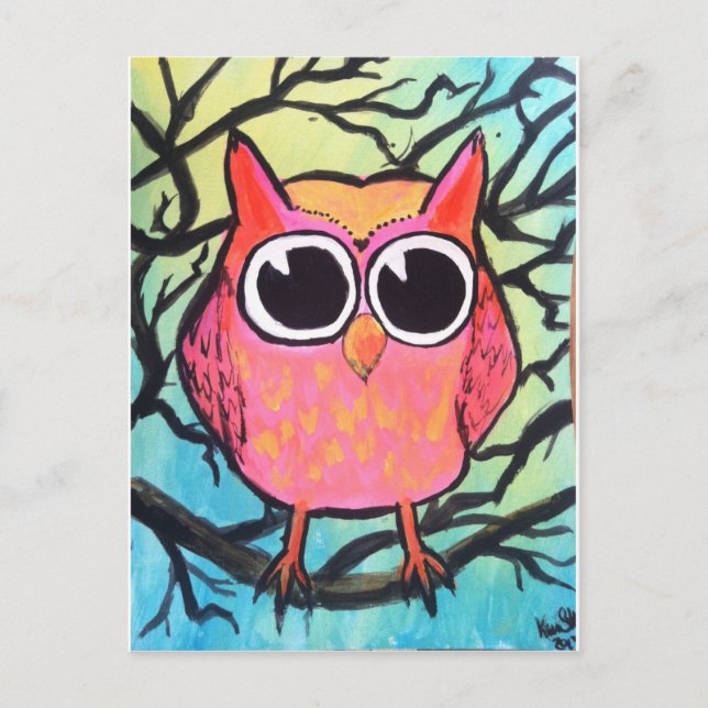 Pink Owl Postcard (Front)