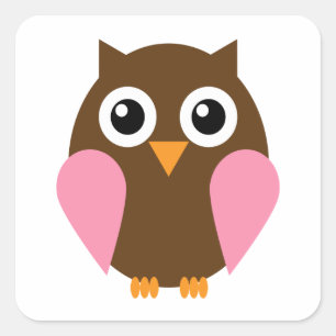 Pink Owl Square Sticker