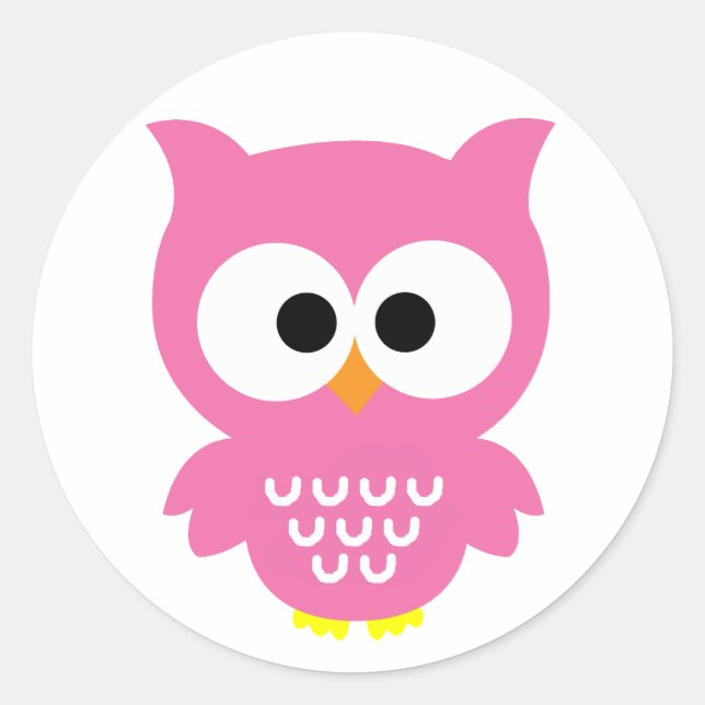 Pink owl stickers! classic round sticker (Front)