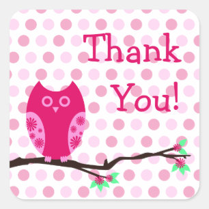 Pink Owl "Thank You" Favour Tags