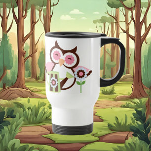 Pink Owl travel mug