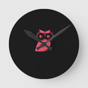 Pink Owl Wall Clock