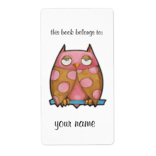 Pink Owl white Bookplate