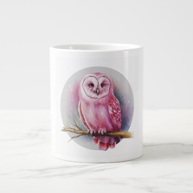 Pink Owl White Coffee Mug (Front)