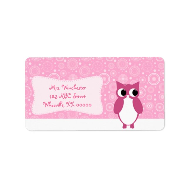Pink Owl with Retro Circles Label (Front)
