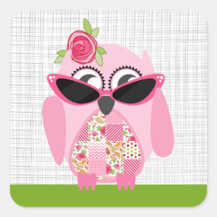 Pink Owl With Sunglasses Sticker