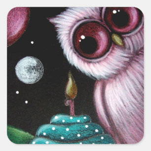 PINK OWL YOUR BIRTHDAY CUPCAKE Sticker