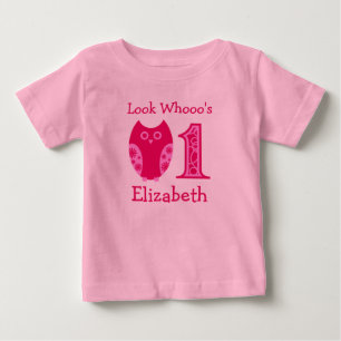 Pink Owls 1st Birthday Personalised T-Shirt