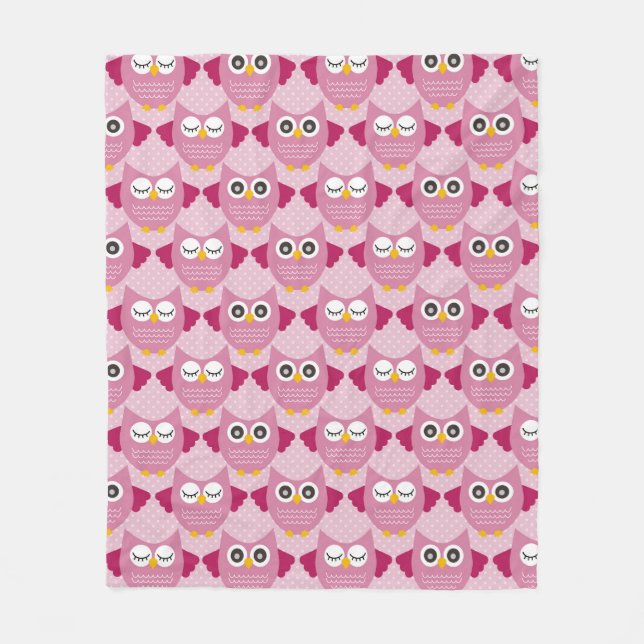 Pink Owls 2 Fleece Blanket (Front)