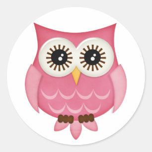 Pink Owls Classic Round Sticker