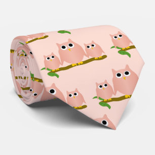 Pink Owls Design Any Colour Background Tie