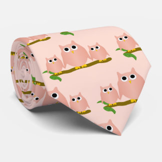 Pink Owls Design Any Colour Background Tie