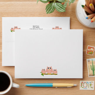 Pink Owls Design Envelope