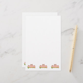 Pink Owls Design Stationery
