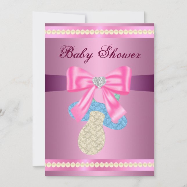 Pink Pacifier Baby Shower Invitation (Front)