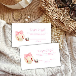 Pink Pacifier Baseball Diaper Raffle Baby Shower Enclosure Card