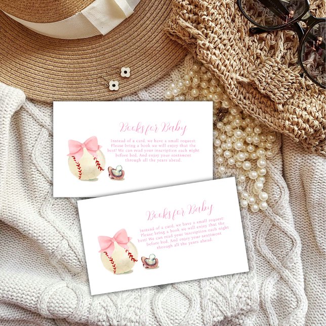 Pink Pacifier Baseball Sport Books For Baby Shower Enclosure Card (Pink Pacifier Baseball Sport Books For Baby Shower Enclosure Card)